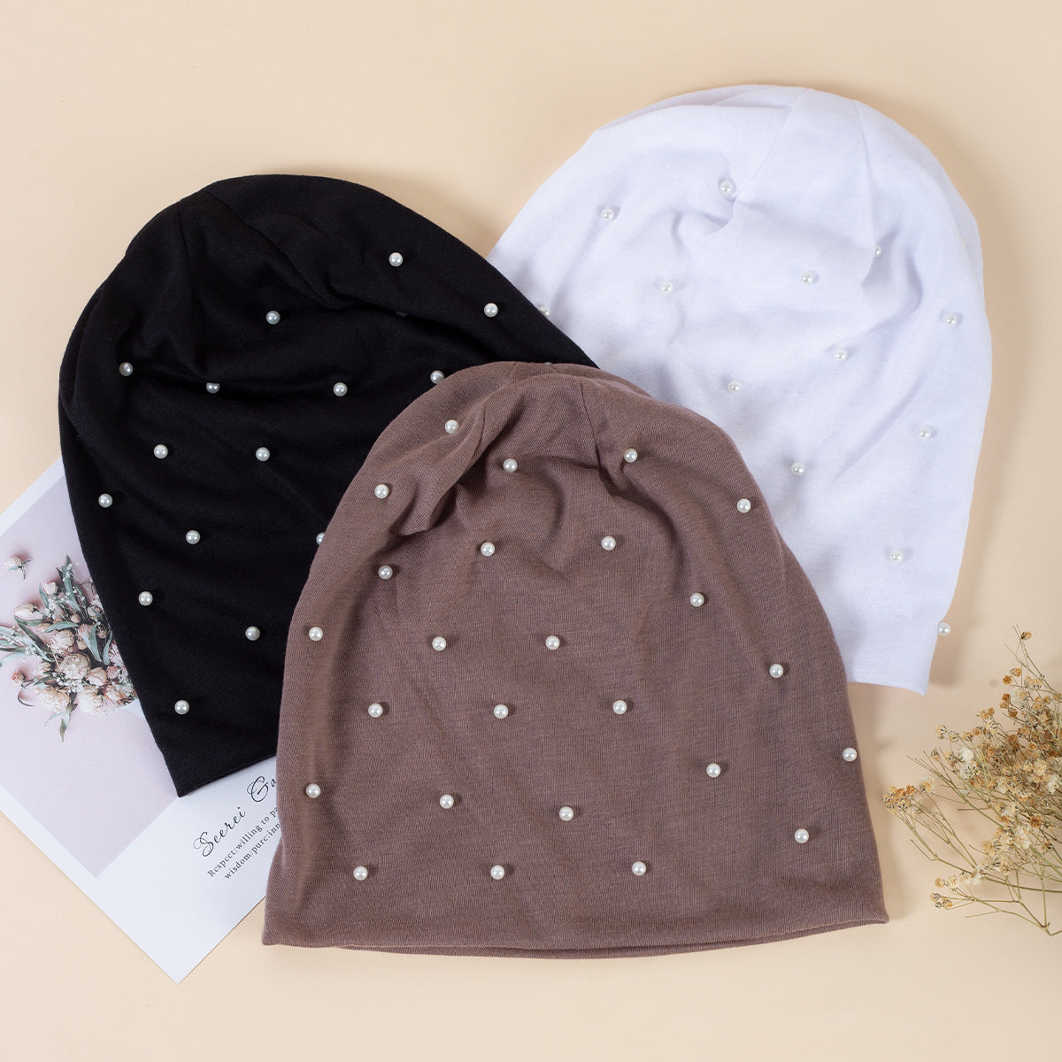 Wholesale Pearl Hot Diamond Polyester Pullover Hat